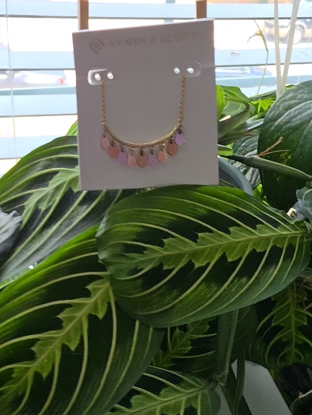 Kendra Scott Pastel Pink & Lavender Gold-tone Fringe Necklace